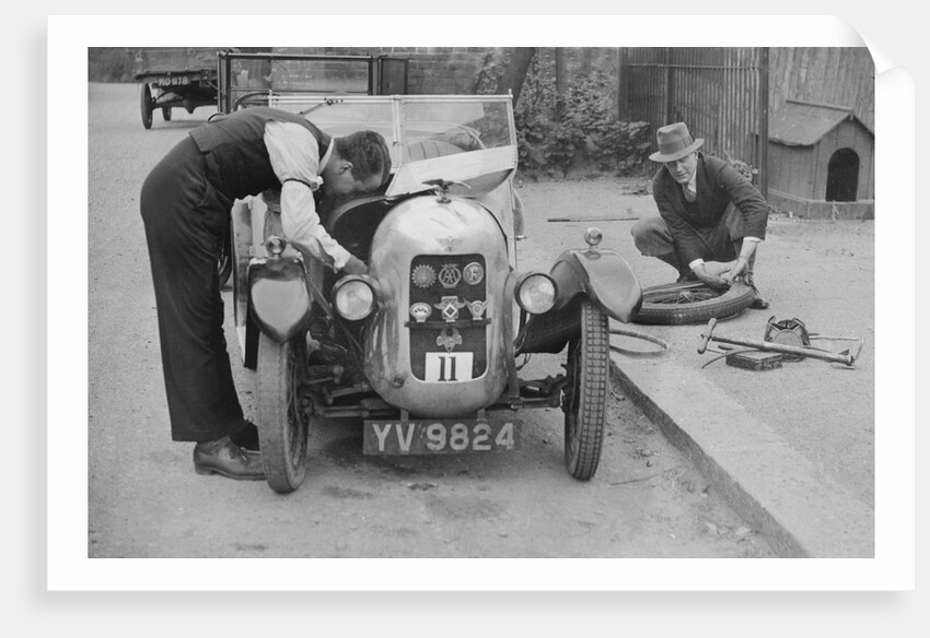 Working on the engine of E Martin's Austin Swallow at the North West London Motor Club Trial, 1929 by Bill Brunell