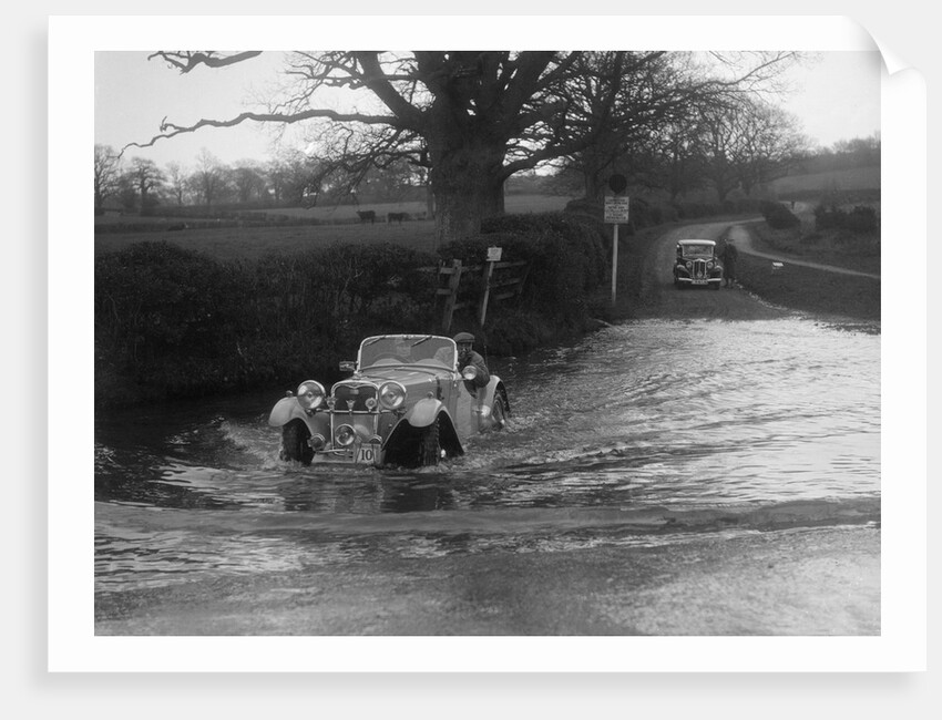 972 cc Singer Le Mans driving through a ford during a motoring trial, 1936 by Bill Brunell