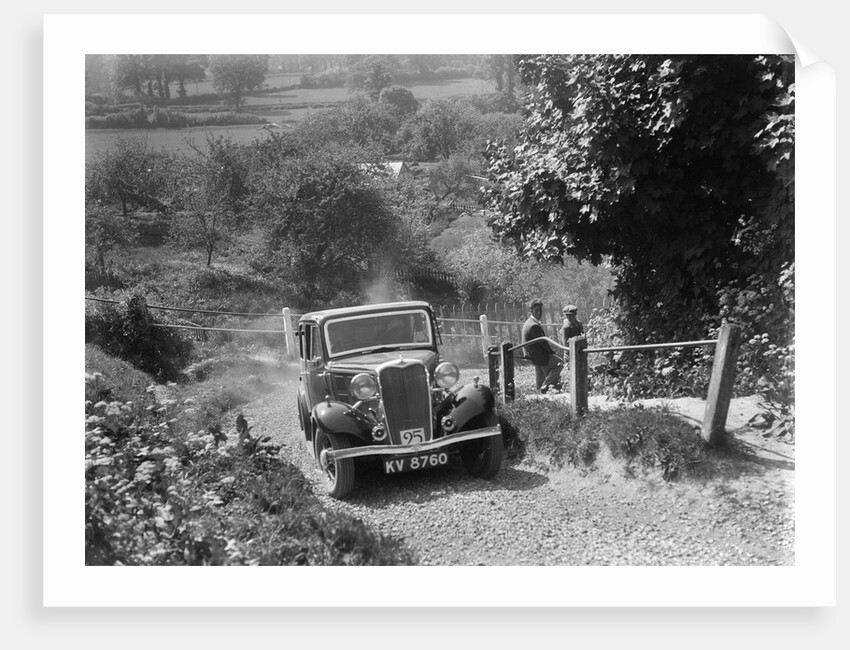 1934 Singer saloon taking part in a West Hants Light Car Club Trial, Ibberton Hill, Dorset, 1930s by Bill Brunell