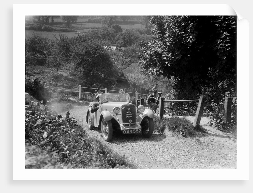1934 Singer Le Mans taking part in a West Hants Light Car Club Trial, Ibberton Hill, Dorset, 1930s by Bill Brunell