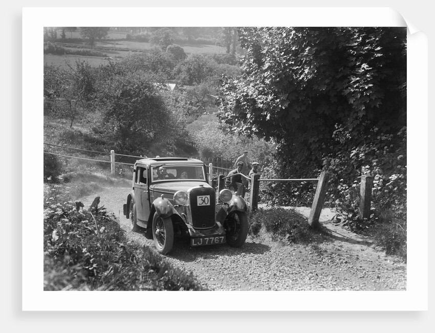 1933 Singer coupe taking part in a West Hants Light Car Club Trial, Ibberton Hill, Dorset, 1930s by Bill Brunell