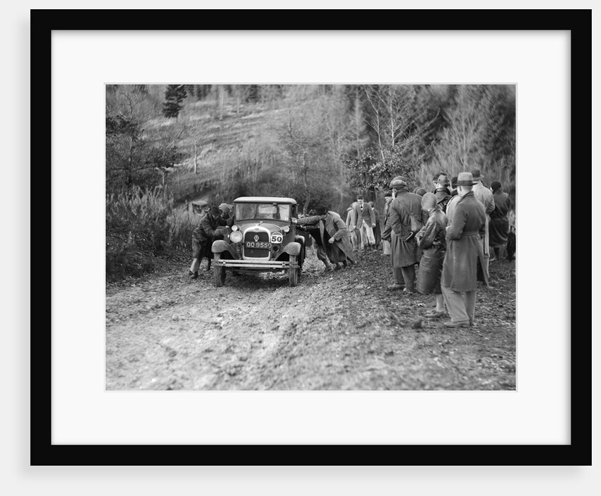 KHL Seaton's Ford Model A saloon receiving a push in the Inter-Varsity Trial, 1930 by Bill Brunell