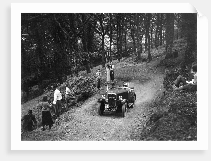 Morris Minor taking part in the B&HMC Brighton-Beer Trial, Fingle Bridge Hill, Devon, 1934 by Bill Brunell
