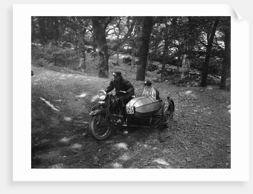 Harley-Davidson and sidecar, B&HMC Brighton-Beer Trial, Fingle Bridge Hill, Devon, 1934 by Bill Brunell