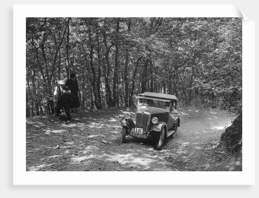 Morris Minor competing in the B&HMC Brighton-Beer Trial, Fingle Bridge Hill, Devon, 1934 by Bill Brunell