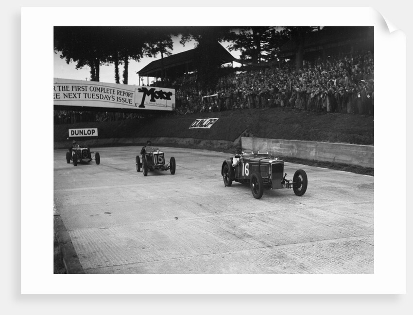 Frazer-Nash, MG and HRG racing at Brooklands, 1938 or 1939 by Bill Brunell