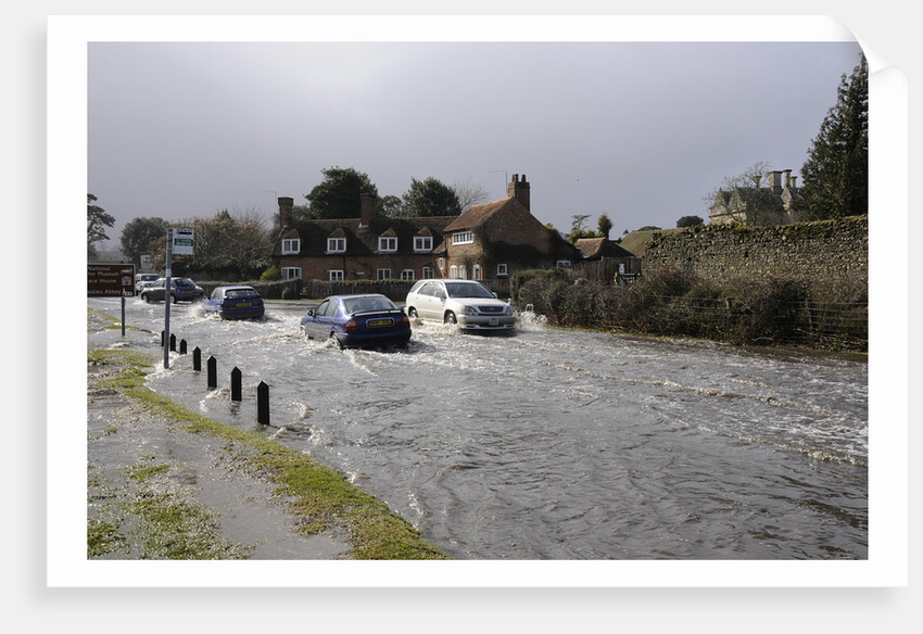 Vehicles on Flooded road at Beaulieu 2008 by Unknown