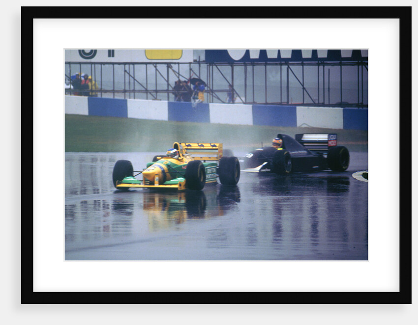 Benetton B193A Michael Schumacher and K.Wendlinger in Sauber Ilmor 1993 Euro GP at Donington by Unknown