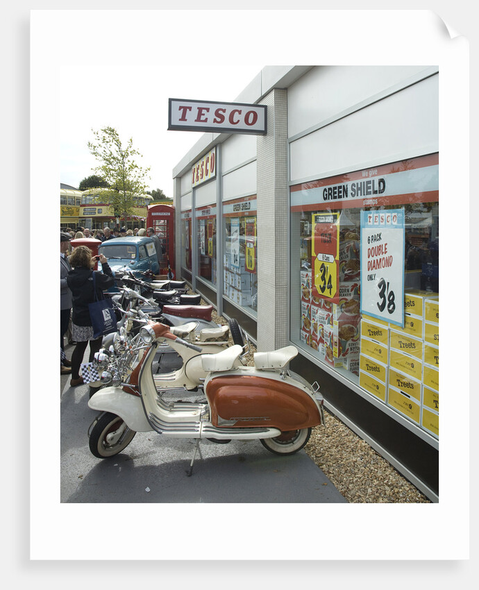 2011 Goodwood Revival Meeting, Tesco retro shop and scooters by Unknown