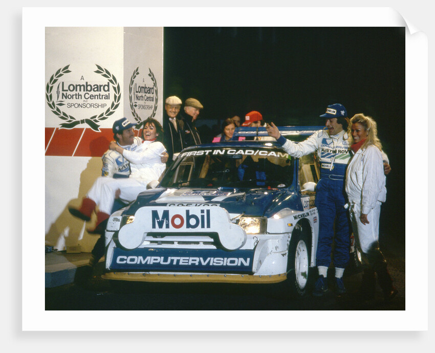 1986 RAC Rally. Tony Pond and Rob Arthur celebrate finishing 6th in MG Metro 6R4 by Unknown