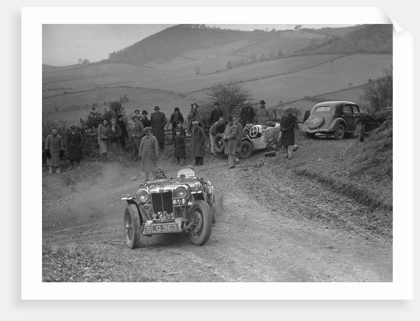 MG PA of J Twyford competing in the MG Car Club Midland Centre Trial, 1938 by Bill Brunell