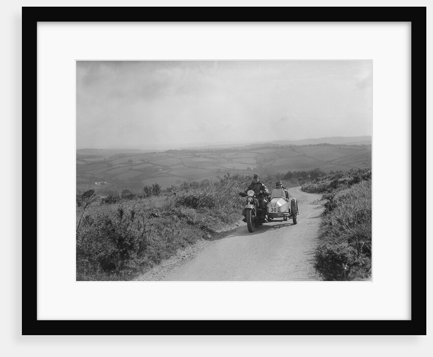 Harley-Davidson and sidecar of RW Praill competing in the MCC Torquay Rally, 1938 by Bill Brunell