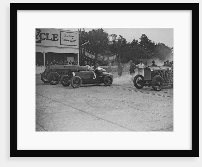 Fiat, Bugatti and Benz competing at a Surbiton Motor Club race meeting, Brooklands, Surrey, 1928 by Bill Brunell
