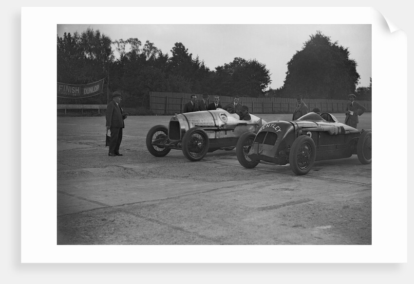 Delage of J Taylor and Bentley of Dudley Froy, Surbiton Motor Club race meeting, Brooklands, 1928 by Bill Brunell