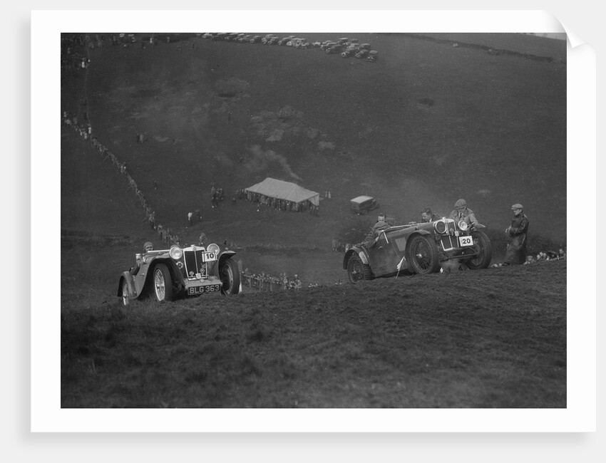 MG PA and MG J type competing in the MG Car Club Rushmere Hillclimb, Shropshire, 1935 by Bill Brunell