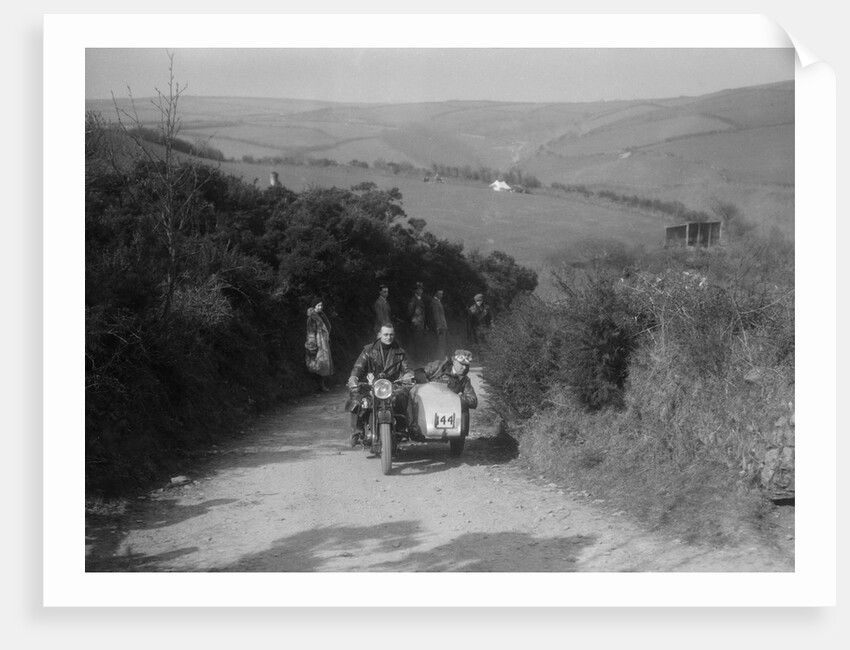 990 cc AJS and sidecar of M Laidlaw at the MCC Lands End Trial, Beggars Roost, Devon, 1936 by Bill Brunell