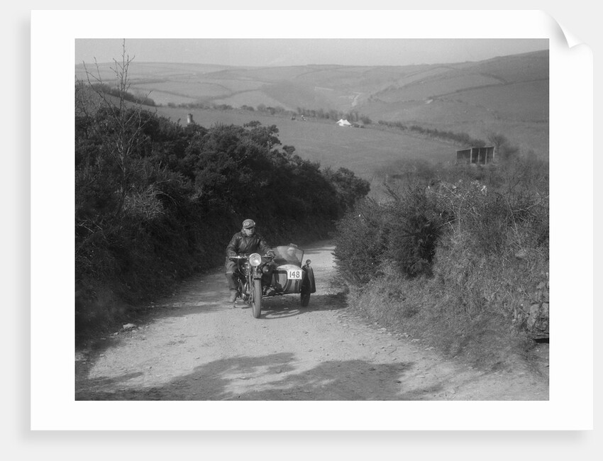 497 cc Ariel and sidecar of R Newman at the MCC Lands End Trial, Beggars Roost, Devon, 1936 by Bill Brunell