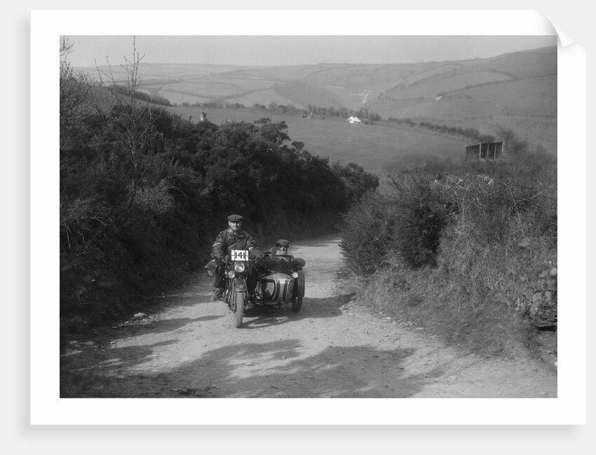 499 cc Rudge-Whitworth and sidecar of E Travers, MCC Lands End Trial, Beggars Roost, Devon, 1936 by Bill Brunell