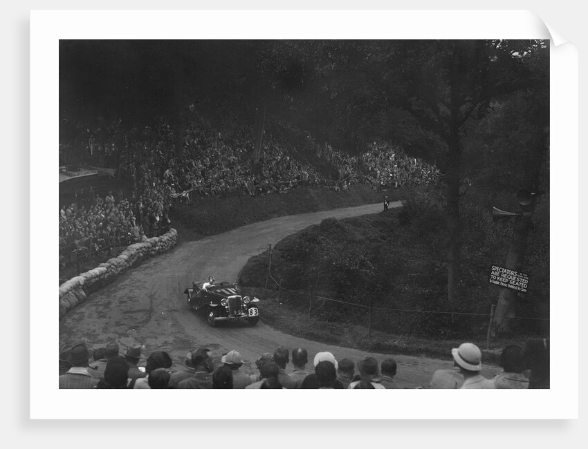 Unidentified open 4-seater car competing in the Shelsley Walsh Hillclimb, Worcestershire, 1935 by Bill Brunell
