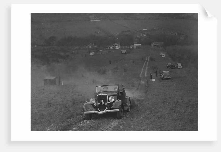 Ford V8 competing in the London Motor Club Coventry Cup Trial, Knatts Hill, Kent, 1938 by Bill Brunell