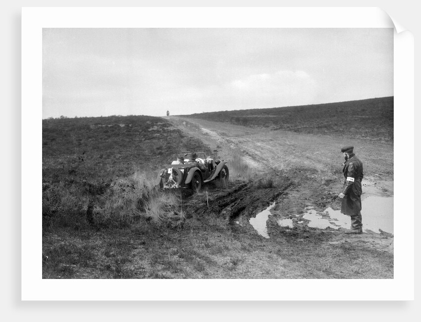 Swept-wing MG J2 competing in a motoring trial, Bagshot Heath, Surrey, 1930s by Bill Brunell