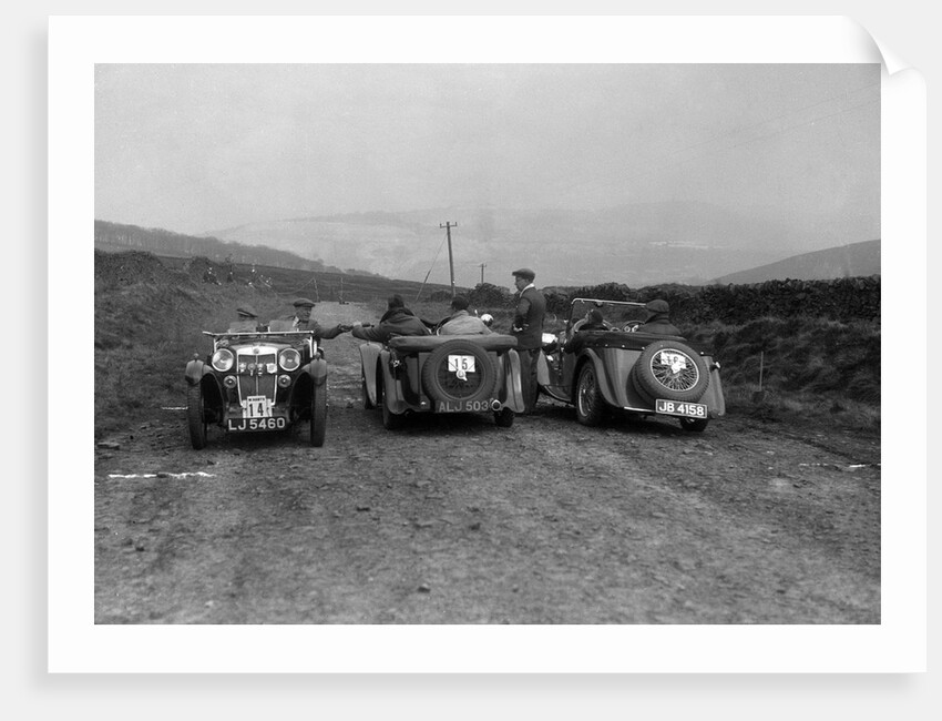 MG F type, Wolseley Hornet and MG Magnette at the Sunbac Inter-Club Team Trial, 1935 by Bill Brunell