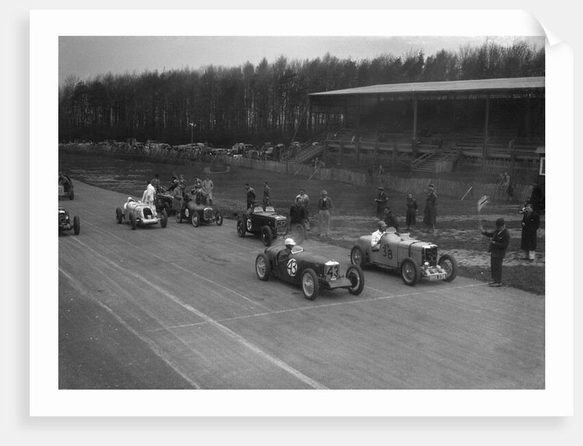 Riley Brooklands of H Hodgson and MG Magnette of H Levy, Donington Park, Leicestershire, 1935 by Bill Brunell