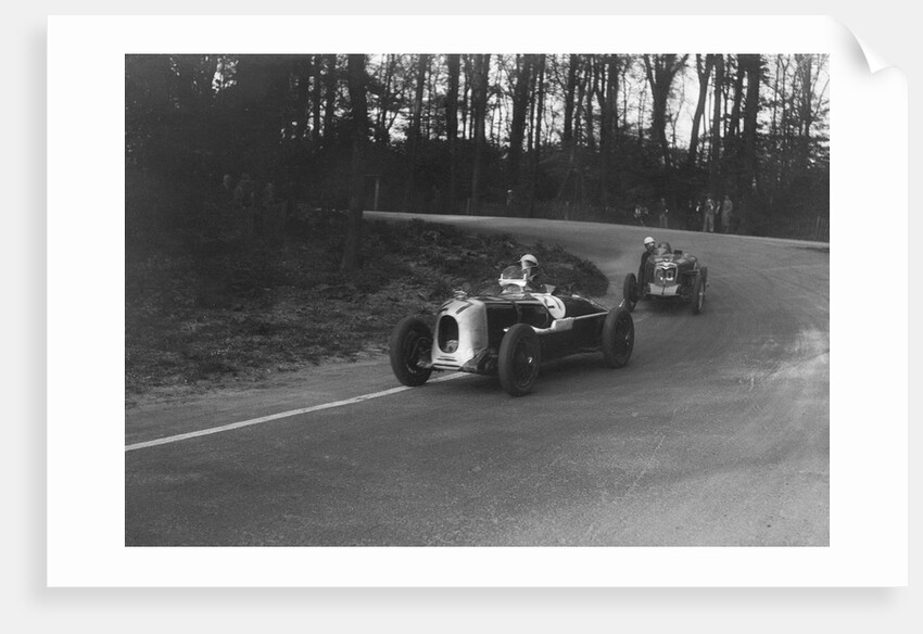 MG Magnette of AA Rigby leading JR Grice's Riley Brooklands at Donington Park, Leicestershire, 1935 by Bill Brunell