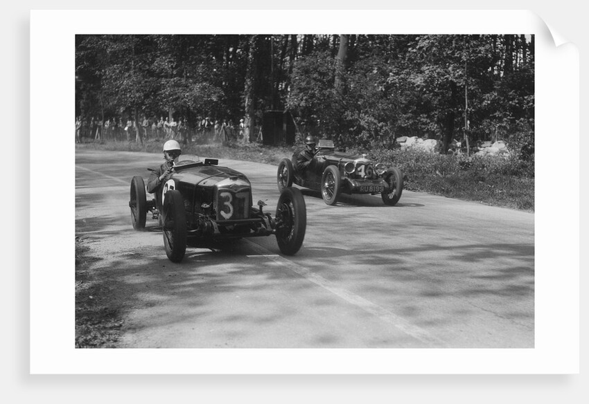 Two Riley Brooklands racing at Donington Park, Leicestershire, 1930s by Bill Brunell