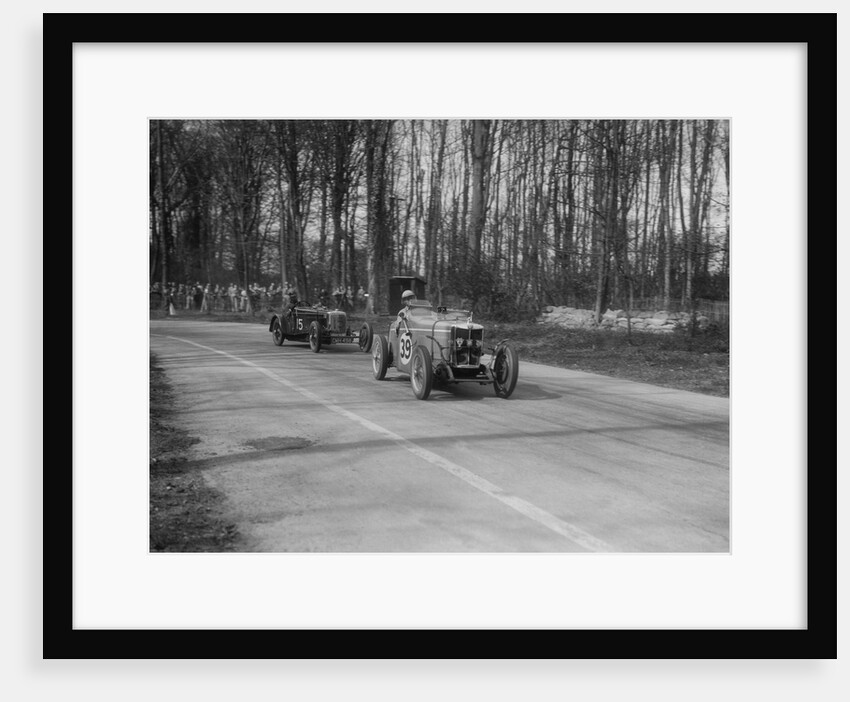 MG Magnette leading a Frazer-Nash Shelsley at Donington Park, Leicestershire, 1930s by Bill Brunell