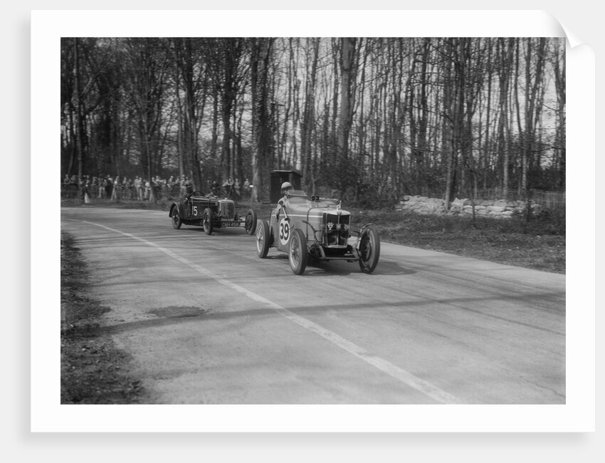 MG Magnette leading a Frazer-Nash Shelsley at Donington Park, Leicestershire, 1930s by Bill Brunell