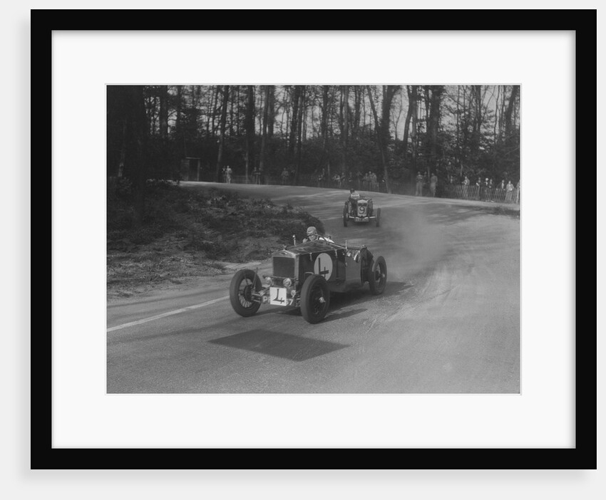 Two Frazer-Nash cars racing at Donington Park, Leicestershire, 1930s by Bill Brunell