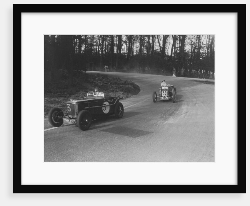Two Frazer-Nash cars racing at Donington Park, Leicestershire, 1930s by Bill Brunell