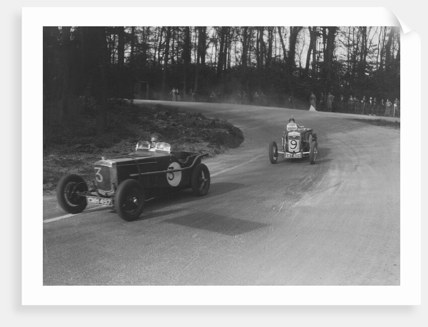 Two Frazer-Nash cars racing at Donington Park, Leicestershire, 1930s by Bill Brunell