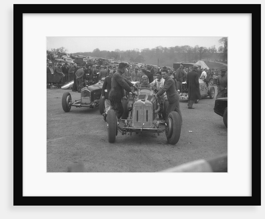Dick Seaman's ERA, Dick Shuttleworth's Alfa Romeo and a MG Magnette at Donington Park, 1935 by Bill Brunell