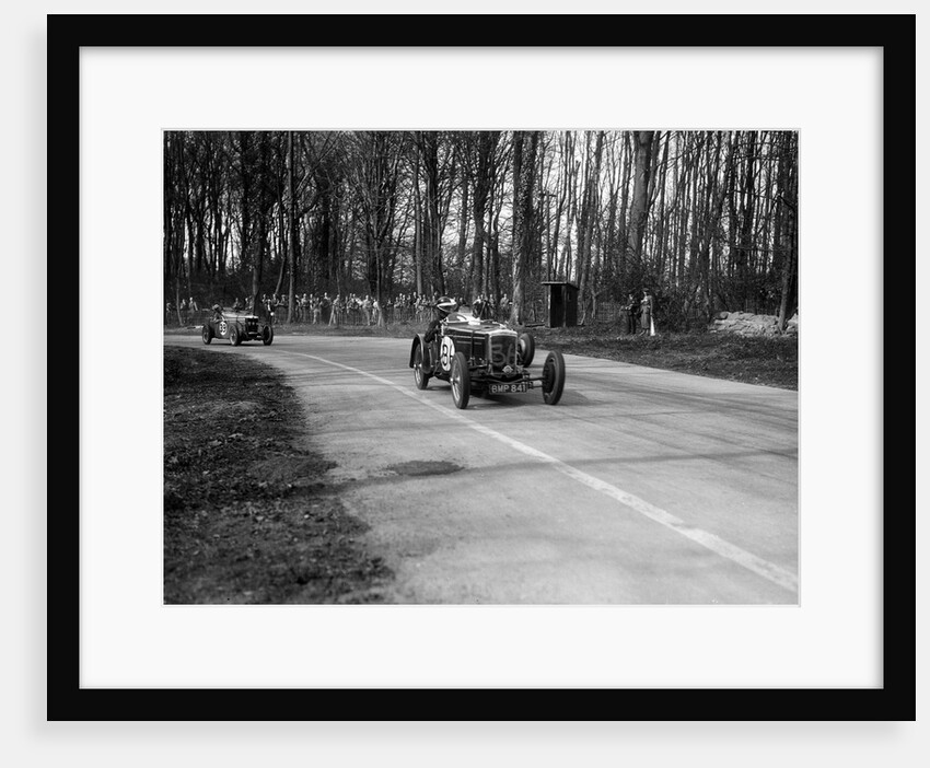 Frazer-Nash Byfleet II leading an MG at Donington Park, Leicestershire, 1935 by Bill Brunell