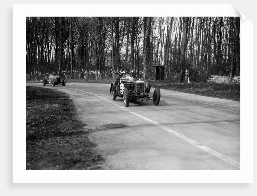 Frazer-Nash Byfleet II leading an MG at Donington Park, Leicestershire, 1935 by Bill Brunell