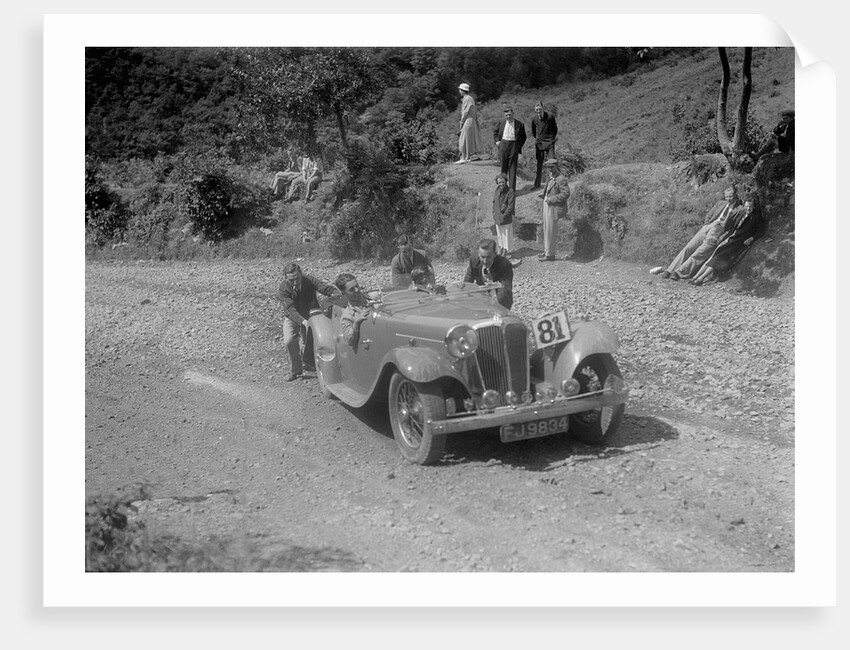 Jaguar SS open 2-seater at the Mid Surrey AC Barnstaple Trial, Beggars Roost, Devon, 1934 by Bill Brunell