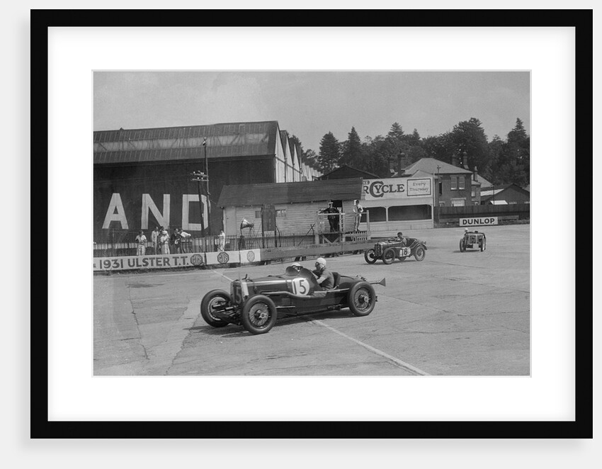 Aston Martin, Austin Ulster TT car and Austin 7, BARC meeting, Brooklands, Surrey, 1933 by Bill Brunell