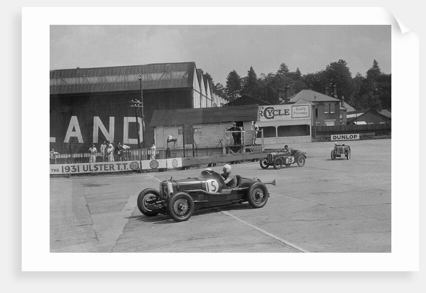 Aston Martin, Austin Ulster TT car and Austin 7, BARC meeting, Brooklands, Surrey, 1933 by Bill Brunell
