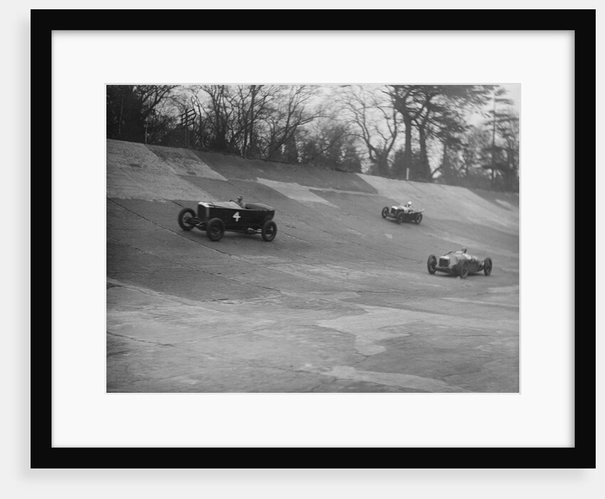 Vauxhall, Riley and Amilcar racing at a BARC meeting, Brooklands, Surrey, 1931 by Bill Brunell