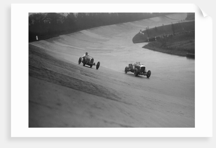 Bugatti and Bentley of Eddie Hall racing at a BARC meeting, Brooklands, Surrey, 1931 by Bill Brunell