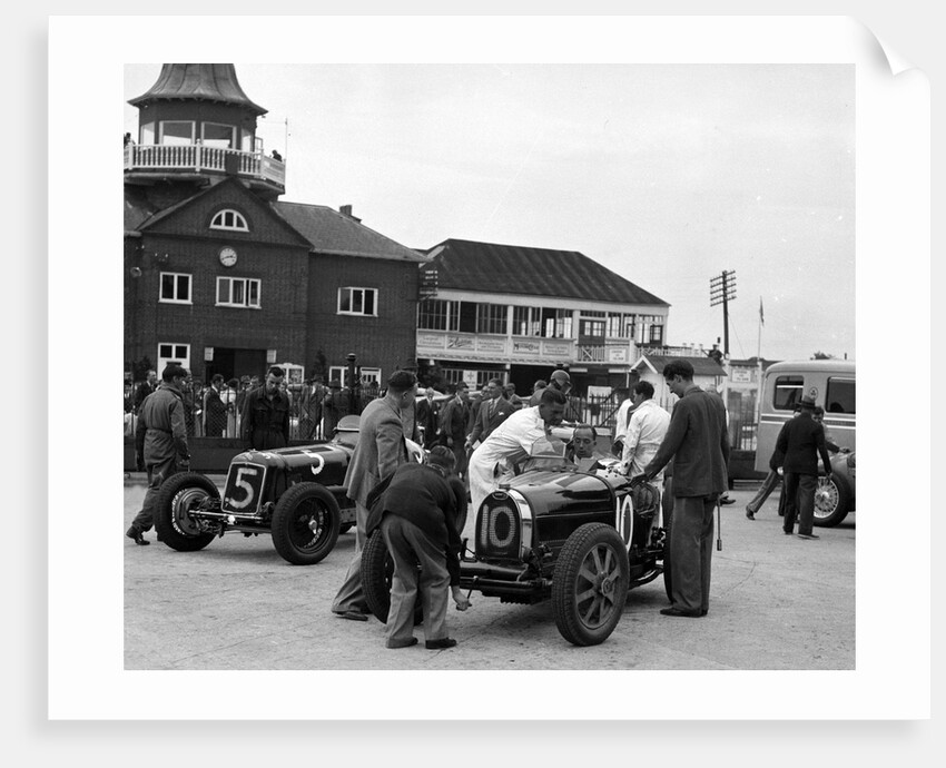 ERA and Charles Mortimer's Bugatti Type 35B at Brooklands, Surrey, 1939 by Bill Brunell
