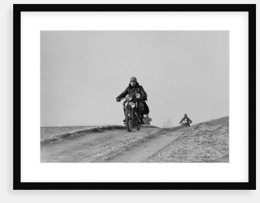 Motorcycle taking part in a trial, c1930s by Bill Brunell