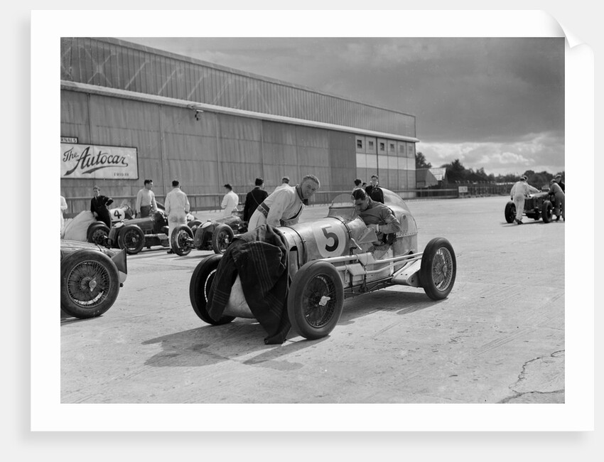 Cars of George Harvey-Noble, Charles Goodacre and Bert Hadley, BRDC 500 Mile Race, Brooklands, 1937 by Bill Brunell
