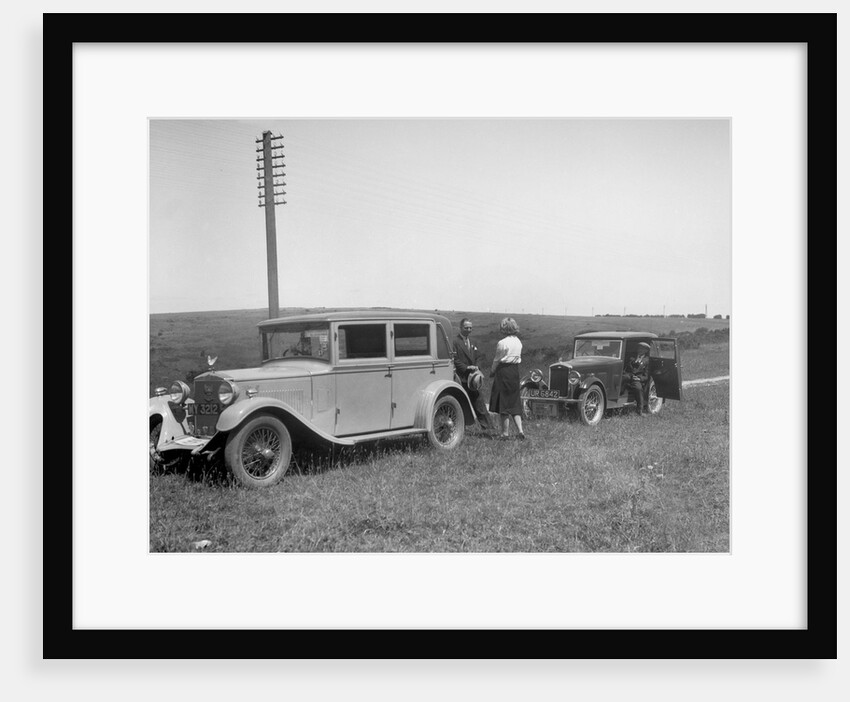 Wolseley Hornet of JW Whalley and Kitty Brunell's Bianchi saloon, B&HMC Brighton Motor Rally, 1930 by Bill Brunell