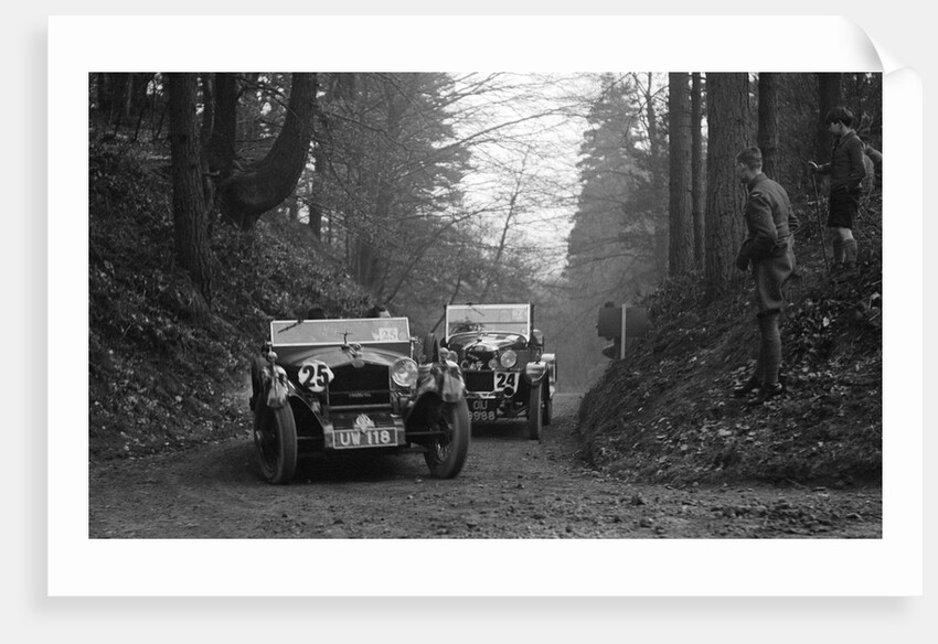 SD Marr's Tracta open sports and R Peaty's Singer open 4-seater at the JCC Half-Day Trial, 1930 by Bill Brunell