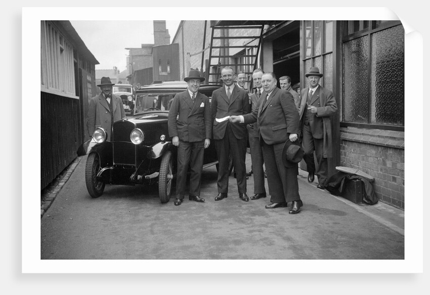 Group of men with a Triumph Super Seven, c1930(?) by Bill Brunell