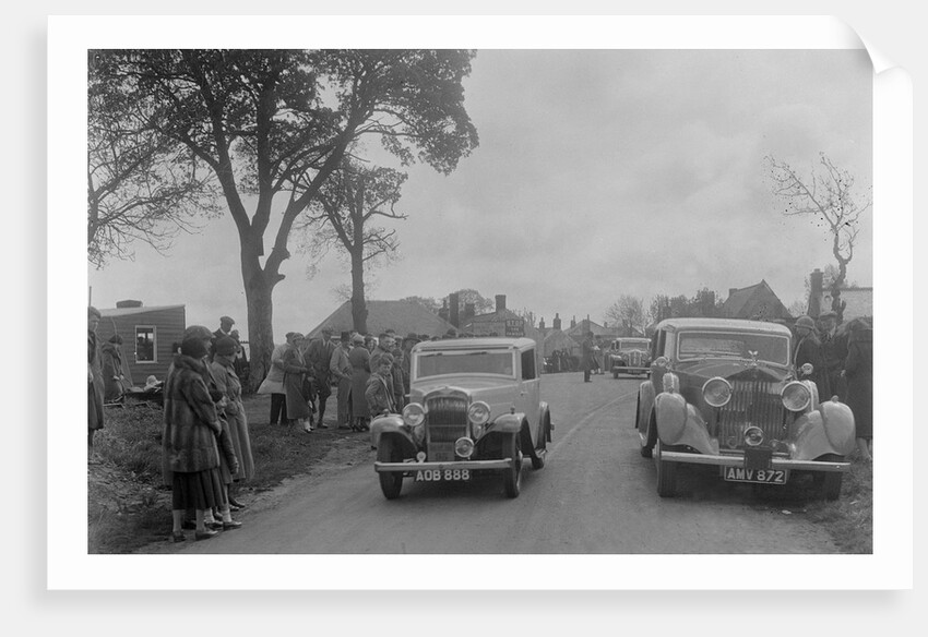 Austin sports saloon of Mrs MS Flewitt and Rolls-Royce saloon at the RSAC Scottish Rally, 1934 by Bill Brunell