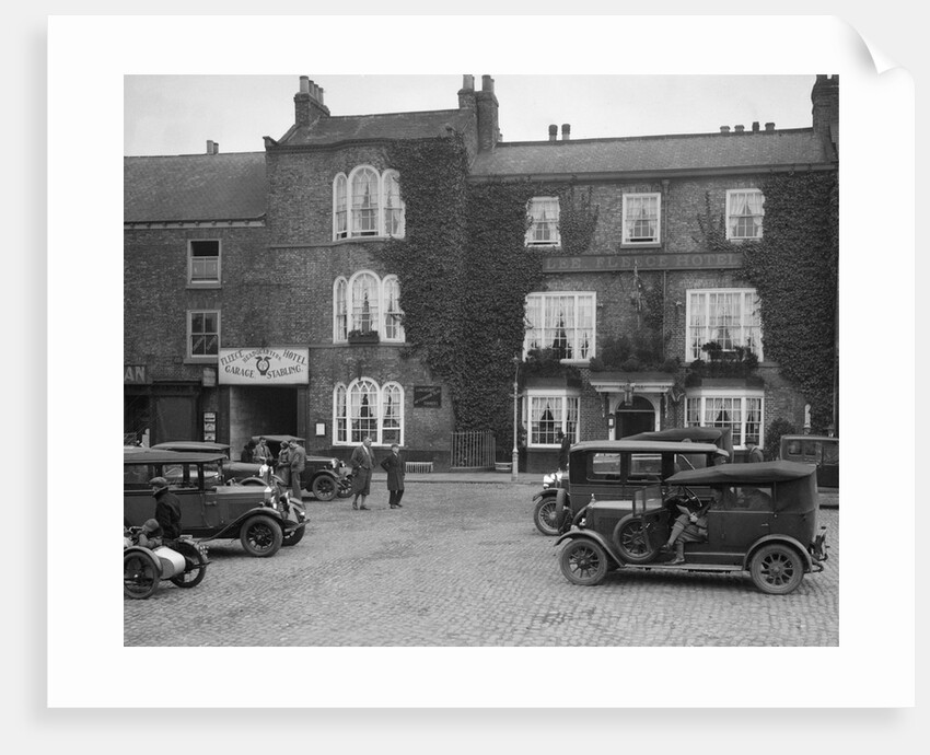 Cars parked outside the Fleece Hotel, Thirsk, Yorkshire, Ilkley & District Motor Club Trial, 1930s by Bill Brunell